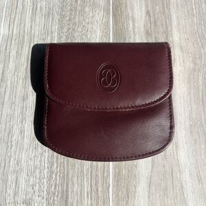 Vintage Buxton Burgundy/Chocolate Leather Mini Wallet Coin Purse Currency Slots